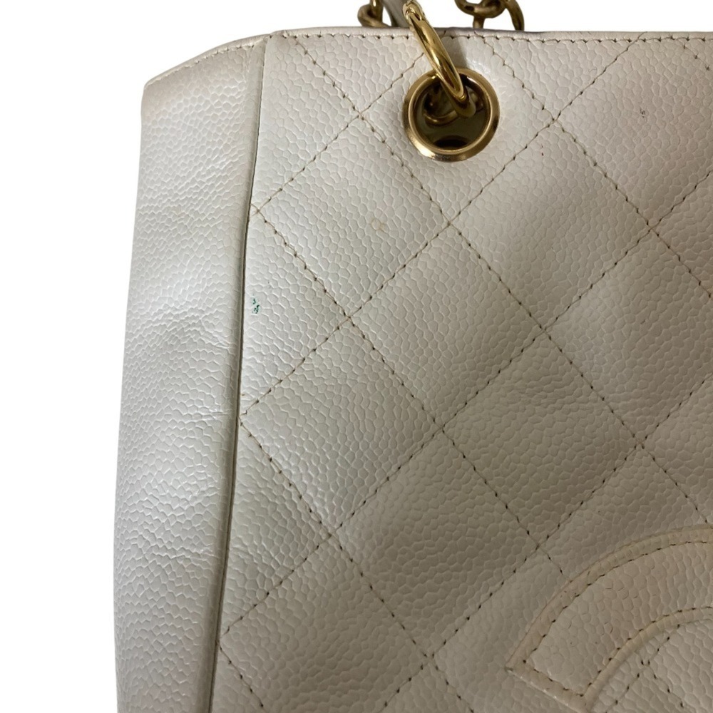 CHANEL White Caviar Leather Logo Shoulder Bag - Picture 16 of 16
